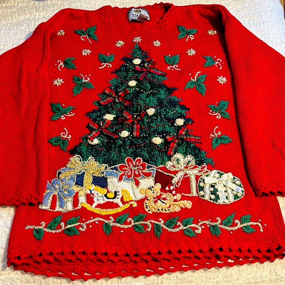 TIARA embroidered Christmas tree sweater